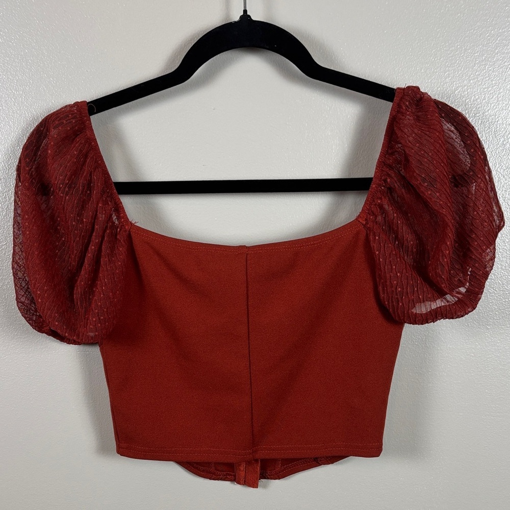 Windsor Cropped Corset Puff Sleeve Top - Picture 7 of 8